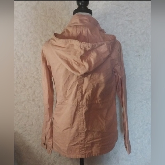 41 Hawthorn Pink Utility Jacket 100% Cotton Zip Snap Closure Pockets Hood Size S - Picture 4 of 8